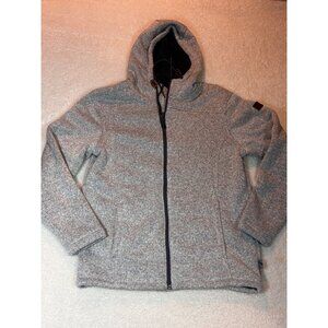 Rugged Elements Fleece Lined Jacket Men MediumHooded Grey Full Zip Thick Outdoor